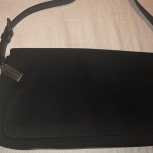 Twill and leather coach